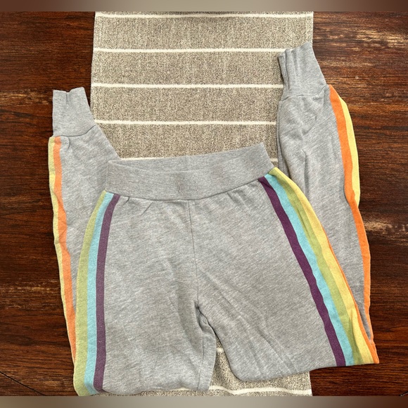 Wildfox Rainbow Stripe Gray Jack Joggers Pants Size XS 🌿 - Picture 2 of 4